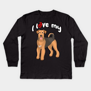 I Love My Airedale Terrier Dog Kids Long Sleeve T-Shirt